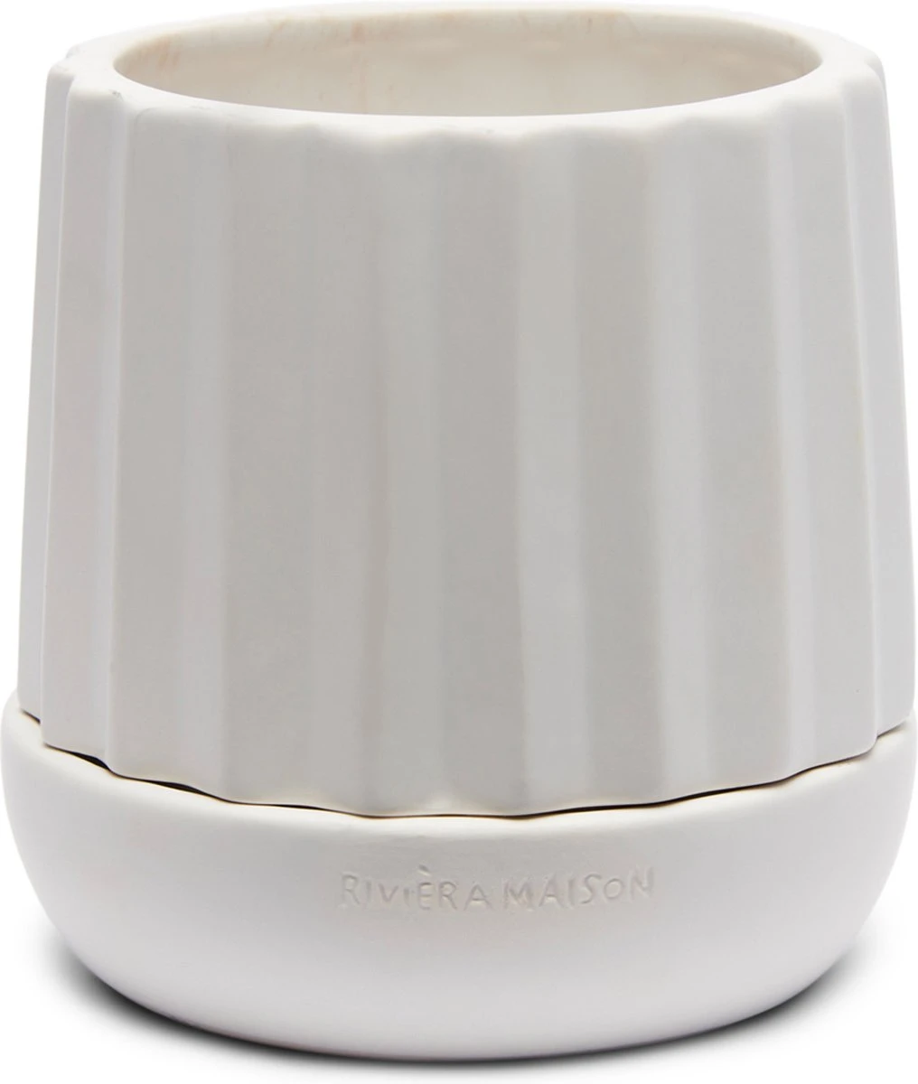 Riviera Maison Plantenbak Rond, Bloempot Met Ribbel - RM Let It Grow Planter - Wit - Porselein - Maat S 1 Riviera Maison Plantenbak Rond, Bloempot Met Ribbel - RM Let It Grow Planter - Wit - Porselein - Maat S