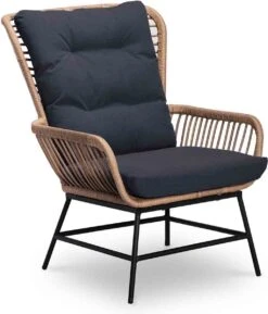 BUITEN Living Dex Wicker Loungestoel Tuin Incl. Wicker Voetenbank | Wicker + Aluminium | Bamboe Antraciet -Beroemde Tuinonderhouds Winkel 1025x1200