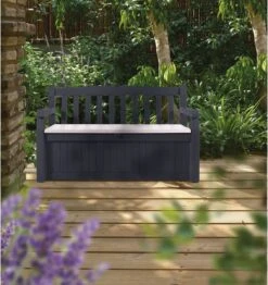 Keter Eden Garden Bench Opbergbank - 265L - 140x60x84cm - Zwart/Grijs -Beroemde Tuinonderhouds Winkel 1132x1200