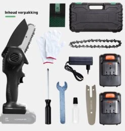 Mardin Mini Kettingzaag - Snoeizaag - Kettingzaag - Kettingzaag Electrisch Met 2 Accu - Inclusief Koffer - 1 Extra Accu - Zwart -Beroemde Tuinonderhouds Winkel 1151x1200