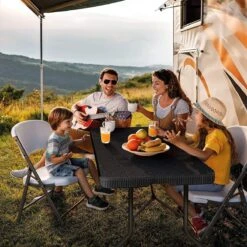 Lenx Klaptafel - Inklapbare Tafel - Opvouwbare Tuintafel - Vouwtafel - Inclusief Handvat En 2 Tafelkleden - 180x75x74cm - 6 Tot 8 Personen -Beroemde Tuinonderhouds Winkel 1199x1200