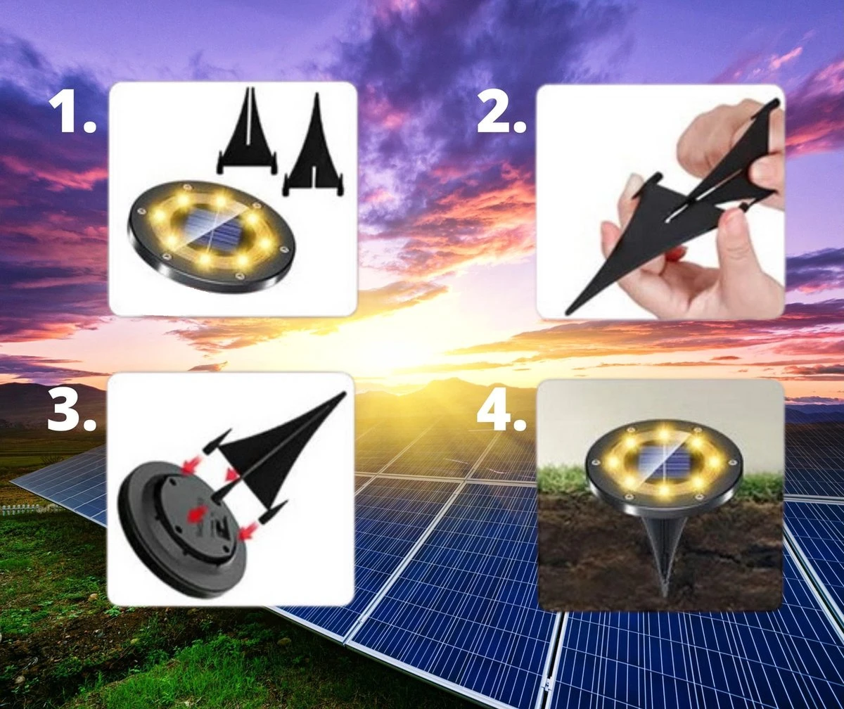 Q-Mate 4 X LED Solar Grondspot Zwart - Solar Tuinverlichting - Buitenlamp - Tuinverlichting Op Zonne-Energie 7 Q-Mate 4 X LED Solar Grondspot Zwart - Solar Tuinverlichting - Buitenlamp - Tuinverlichting Op Zonne-Energie - Afbeelding 7