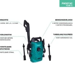 VONROC Hogedrukreiniger V14C-1 - 1400W – 110 Bar – 390 L/h – Compact - Incl. 5m Slang, Spuitstukken En Accessoires -Beroemde Tuinonderhouds Winkel 1200x1008