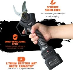 Reichlër® Elektrische Snoeischaar - 40 Mm Snijdiameter - 2x Accu - Anti-cut Functie - Heggenschaar - Takkenschaar - Zwart -Beroemde Tuinonderhouds Winkel 1200x1145