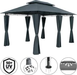 Casaria Paviljoen Topas 3x4m - UV-bescherming 50+ - Antraciet -Beroemde Tuinonderhouds Winkel 1200x1160 1