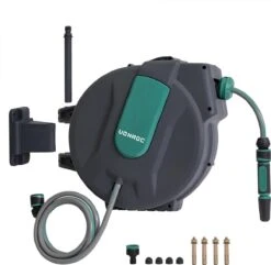VONROC Automatische Slanghaspel – Incl. 25m Tuinslang, Aansluitslang, Spuitstuk, Koppelingen & Kraanaansluiting -Beroemde Tuinonderhouds Winkel 1200x1170 1