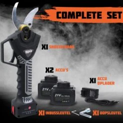 Reichlër® Elektrische Snoeischaar - 40 Mm Snijdiameter - 2x Accu - Anti-cut Functie - Heggenschaar - Takkenschaar - Zwart -Beroemde Tuinonderhouds Winkel 1200x1195 3