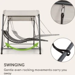 Blumfeldt Palermo Schommelbank - Hollywoodschommel 130 X 207 Cm - Ligbed Met Dak - Schommelstoel Voor 2 Personen - Tuinbank Inclusief Nekkussens - Stalen Frame En Polyester Dak - Grijs -Beroemde Tuinonderhouds Winkel 1200x1197 2