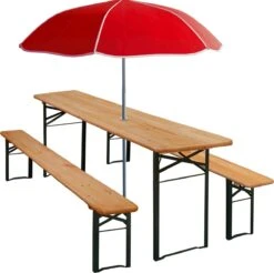 Casaria Tuinset Hout – 2 Banken 1Tafel Inklapbaar - 170x46x75cm -Beroemde Tuinonderhouds Winkel 1200x1197