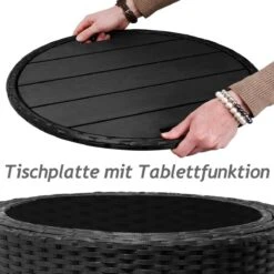 Casaria Polyrattan Zonne-Eiland Ø185cm – Incl. Kussens - Zwart Crème -Beroemde Tuinonderhouds Winkel 1200x1200 11