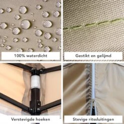 LifeGoods Partytent - 3x3 M - Zijwanden - Easy Up - Opvouwbaar - Waterdicht - Draagtas Met Wieltjes - Beige -Beroemde Tuinonderhouds Winkel 1200x1200 111