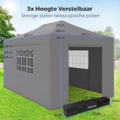 LifeGoods Partytent - 3x4.5 M - Zijwanden - Easy Up - Opvouwbaar - Waterdicht - Draagtas Met Wieltjes - Donkergrijs 19 LifeGoods Partytent - 3x4.5 M - Zijwanden - Easy Up - Opvouwbaar - Waterdicht - Draagtas Met Wieltjes - Donkergrijs -Beroemde Tuinonderhouds Winkel 1200x1200 145