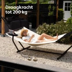 Vita5 Hangmat Met Standaard En Spreidstok – 2 Persoons – Incl. Bekerhouder - Afneembaar Kussen – Uv-bestendig – Beige -Beroemde Tuinonderhouds Winkel 1200x1200 164