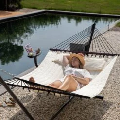 Vita5 Hangmat Met Standaard En Spreidstok – 2 Persoons – Incl. Bekerhouder - Afneembaar Kussen – Uv-bestendig – Beige -Beroemde Tuinonderhouds Winkel 1200x1200 168