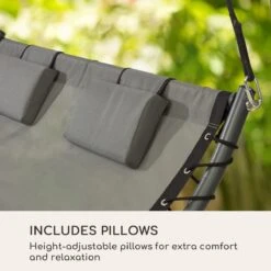 Blumfeldt Palermo Schommelbank - Hollywoodschommel 130 X 207 Cm - Ligbed Met Dak - Schommelstoel Voor 2 Personen - Tuinbank Inclusief Nekkussens - Stalen Frame En Polyester Dak - Grijs -Beroemde Tuinonderhouds Winkel 1200x1200 178