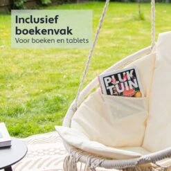 Vita5 Macramé Hangstoel - Voor Binnen En Buiten - Zonder Standaard - Incl. Kussen, Boekenvak En Beschermhoes - Tot 150kg - Beige -Beroemde Tuinonderhouds Winkel 1200x1200 194