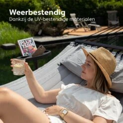 Vita5 Hangmat Met Standaard En Spreidstok – 2 Persoons – Incl. Bekerhouder - Afneembaar Kussen – Uv-bestendig – Lichtgrijs -Beroemde Tuinonderhouds Winkel 1200x1200 225
