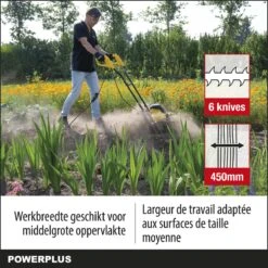 Powerplus POWXG72010 Tuinfrees - 1500W - Werkbreedte 450mm - Werkdiepte Max. 220mm - Incl. 6 Messen En Wielen -Beroemde Tuinonderhouds Winkel 1200x1200 246
