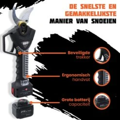 Reichlër® Elektrische Snoeischaar - 40 Mm Snijdiameter - 2x Accu - Anti-cut Functie - Heggenschaar - Takkenschaar - Zwart -Beroemde Tuinonderhouds Winkel 1200x1200 265