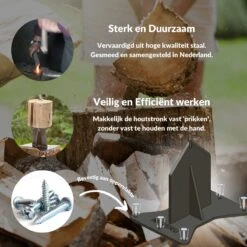 Miseru Houtklover – Geen Bijl Nodig – No Axe - Houtsplijter – Houtkliever – HANDMADE In Holland - Houtklover Voor Aanmaakhout – Metaal -Beroemde Tuinonderhouds Winkel 1200x1200 277