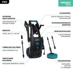 VONROC PRO Hogedrukreiniger V25-2 – 2500W – 195 Bar – 468 L/h – Duurzame Inductiemotor – Incl. 8m Slang, Slanghaspel, Terrasreiniger, Reinigingstank En Meer -Beroemde Tuinonderhouds Winkel 1200x1200 288