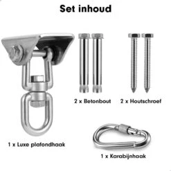 Luxe Ophangsysteem - 180° Schommelen, 360° Roteerbaar - Plafondhaak - Ophanghaak - Hangstoel Buiten - Hangstoel Binnen – Schommelstoel - Schommel - Bokszakken - RVS - Nederlandse Handleiding - 21 Luxe Ophangsysteem - 180° Schommelen, 360° Roteerbaar - Plafondhaak - Ophanghaak - Hangstoel Buiten - Hangstoel Binnen – Schommelstoel - Schommel - Bokszakken - RVS - Nederlandse Handleiding - -Beroemde Tuinonderhouds Winkel 1200x1200 37