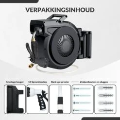 Buxibo - Wandslangenbox 20 Meter + 2 Meter - Tuinslang Met Haspel - 9 Sproei Standen - Slangenhouder 180° Draaibaar - Tuinslanghaspel Zwart+ Gratis Sproeier - Zwart -Beroemde Tuinonderhouds Winkel 1200x1200 410