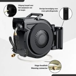 Buxibo - Wandslangenbox 20 Meter + 2 Meter - Tuinslang Met Haspel - 9 Sproei Standen - Slangenhouder 180° Draaibaar - Tuinslanghaspel Zwart+ Gratis Sproeier - Zwart -Beroemde Tuinonderhouds Winkel 1200x1200 415