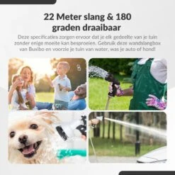 Buxibo - Wandslangenbox 20 Meter + 2 Meter - Tuinslang Met Haspel - 9 Sproei Standen - Slangenhouder 180° Draaibaar - Tuinslanghaspel Zwart+ Gratis Sproeier - Zwart -Beroemde Tuinonderhouds Winkel 1200x1200 417