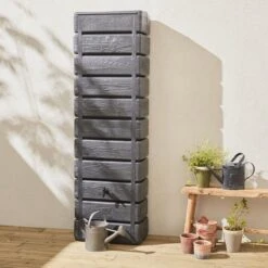 Regenton Muurtank, Grandval 300L, Antraciet Kunststof, Imitatiehout, Met Gootaansluitset Inbegrepen -Beroemde Tuinonderhouds Winkel 1200x1200 464