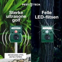 Pest-Tech PT-221 | Ultrasone Kattenverjager Op Zonneenergie | Kattenschrik | Marterverjager | Dierenverjager | Kattenafweermiddel | Ongedierte Verjager - Met USB Oplaadkabel -Beroemde Tuinonderhouds Winkel 1200x1200 537