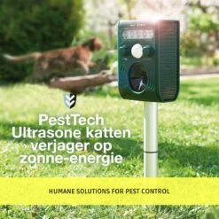 Pest-Tech PT-221 | Ultrasone Kattenverjager Op Zonneenergie | Kattenschrik | Marterverjager | Dierenverjager | Kattenafweermiddel | Ongedierte Verjager - Met USB Oplaadkabel -Beroemde Tuinonderhouds Winkel 1200x1200 540