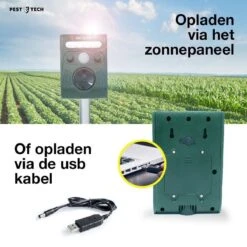 Pest-Tech PT-221 | Ultrasone Kattenverjager Op Zonneenergie | Kattenschrik | Marterverjager | Dierenverjager | Kattenafweermiddel | Ongedierte Verjager - Met USB Oplaadkabel -Beroemde Tuinonderhouds Winkel 1200x1200 541