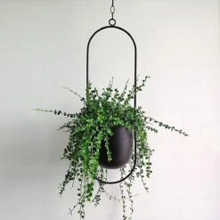 Be-Inspired® Hangende Bloempot Ovaal - Bloempot Binnen - Voor Hangplant – Plant Bloem Pot Met Opknoping – Plantenhanger - Plantenbak - Industrieel – Scandinavisch - Metaal - Zwart -Beroemde Tuinonderhouds Winkel 1200x1200 582