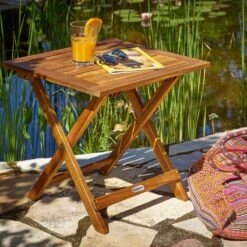 Merkloos EezyLife Houten Bijzettafel - 46x46x46cm - Acacia Hout - Tuintafel -Beroemde Tuinonderhouds Winkel 1200x1200 64