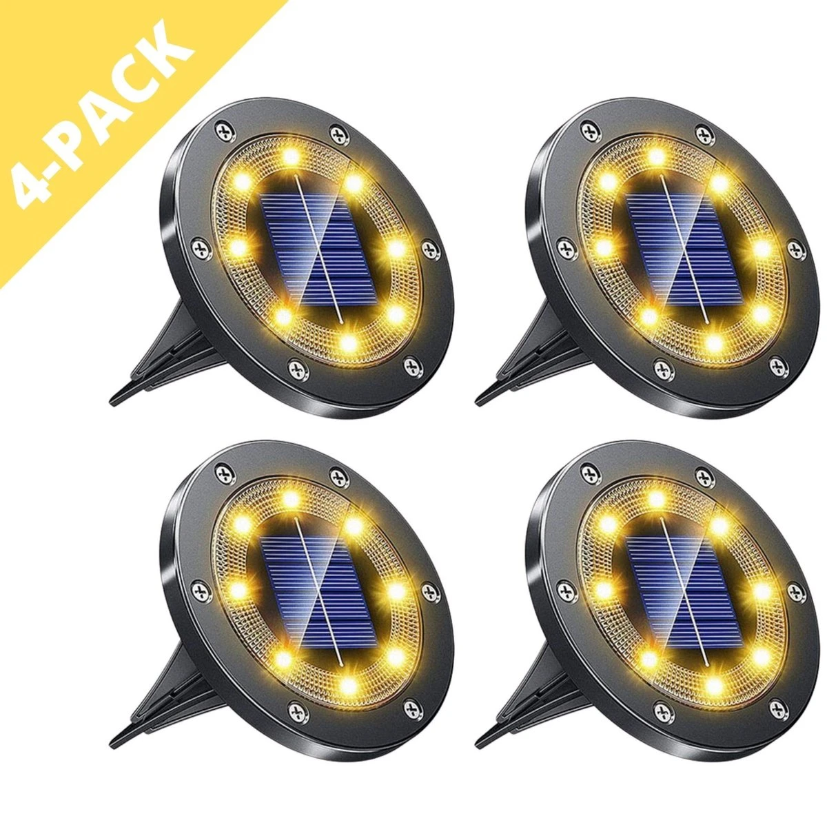 Q-Mate 4 X LED Solar Grondspot Zwart - Solar Tuinverlichting - Buitenlamp - Tuinverlichting Op Zonne-Energie 1 Q-Mate 4 X LED Solar Grondspot Zwart - Solar Tuinverlichting - Buitenlamp - Tuinverlichting Op Zonne-Energie