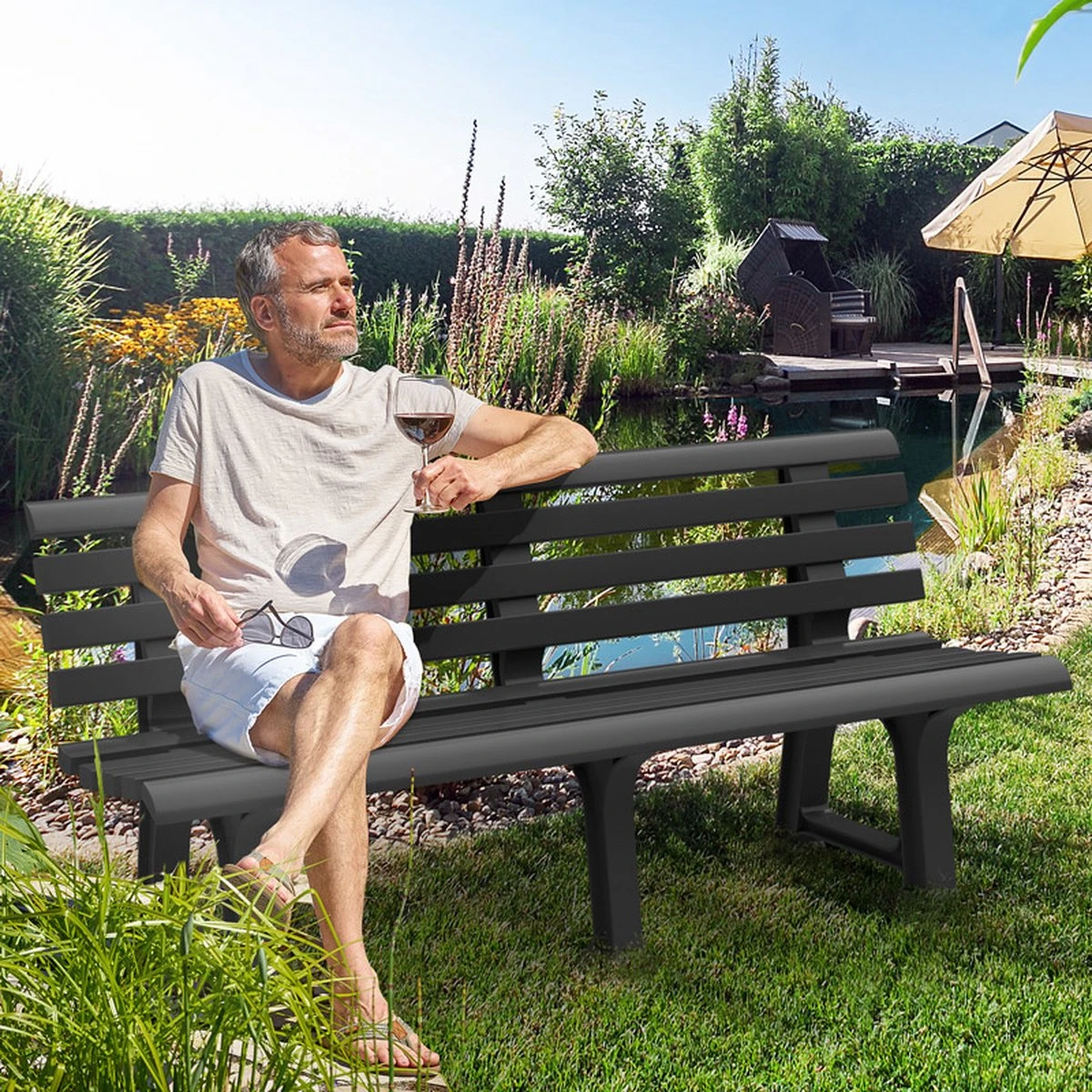 Casaria Tuinbank Orchidea – Kunststof/240kg Belastbaar – Antraciet 6 Casaria Tuinbank Orchidea – Kunststof/240kg Belastbaar – Antraciet - Afbeelding 6