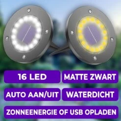 Shutterlight® 16 LED Solar Grondspot - Tuinverlichting - Zonlichtsensor - Zonne-energie - Matte Zwart - Warm Wit Licht - 4 Stuks - Buiten -Beroemde Tuinonderhouds Winkel 1200x1200 662