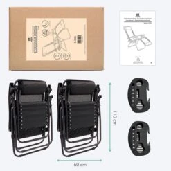LifeGoods Opvouwbare Tuinstoelen - Verstelbaar Zonnescherm - 2 Stuks - 30°-90° Verstelbaar - Metaal - Zwart -Beroemde Tuinonderhouds Winkel 1200x1200 79