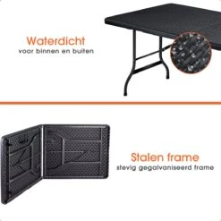 Lenx Klaptafel - Inklapbare Tafel - Opvouwbare Tuintafel - Vouwtafel - Inclusief Handvat En 2 Tafelkleden - 180x75x74cm - 6 Tot 8 Personen -Beroemde Tuinonderhouds Winkel 1200x1200 91