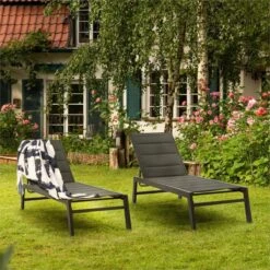 Blumfeldt Renazzo Lounge Ligstoel - Ligbed Voor De Tuin - Aluminium Tuinstoel - 6 Standen - Waterafstotend - Bekleding Van 70 % Pvc En 30 % Polyetheen - Zwart -Beroemde Tuinonderhouds Winkel 1200x1200 97