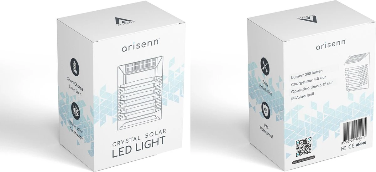 Arisenn® Crystal Solar Buitenlamp - IP65 Waterdicht - Prachtige Solar Technologie Monokristal Zonnepaneel Wandlamp - 3000K Warm Wit (sfeervol) - Tuinverlichting Op Zonne-energie | Schutting Wand Licht 7 Arisenn® Crystal Solar Buitenlamp - IP65 Waterdicht - Prachtige Solar Technologie Monokristal Zonnepaneel Wandlamp - 3000K Warm Wit (sfeervol) - Tuinverlichting Op Zonne-energie | Schutting Wand Licht - Afbeelding 7