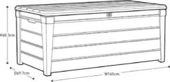 Keter Brushwood Opbergbox - Kussenbox - 455L - 145x69,7x60,3cm - Taupe -Beroemde Tuinonderhouds Winkel 1200x581 1