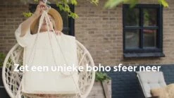 Vita5 Macramé Hangstoel - Voor Binnen En Buiten - Zonder Standaard - Incl. Kussen, Boekenvak En Beschermhoes - Tot 150kg - Beige -Beroemde Tuinonderhouds Winkel 1200x675 8
