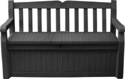 Keter Eden Garden Bench Opbergbank - 265L - 140x60x84cm - Zwart/Grijs -Beroemde Tuinonderhouds Winkel 1200x763