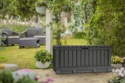 Keter Kentwood Opbergbox - 128x53.6x59 Cm - 350 L - Grafiet -Beroemde Tuinonderhouds Winkel 1200x792