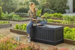 Keter Kentwood Opbergbox - 128x53.6x59 Cm - 350 L - Grafiet -Beroemde Tuinonderhouds Winkel 1200x800 59