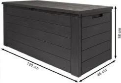 Merkloos Woody Tuin Opbergbox - 324 Liter 45x120x60 Cm - Tuinkussenbox - Antraciet/bruin -Beroemde Tuinonderhouds Winkel 1200x823