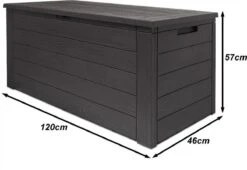Merkloos Woody Tuin Opbergbox - 324 Liter 45x120x60 Cm - Tuinkussenbox - Antraciet/bruin -Beroemde Tuinonderhouds Winkel 1200x826 2