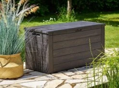 Merkloos Woody Tuin Opbergbox - 324 Liter 45x120x60 Cm - Tuinkussenbox - Antraciet/bruin -Beroemde Tuinonderhouds Winkel 1200x884